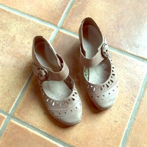 Gray cutout Mary Jane heels